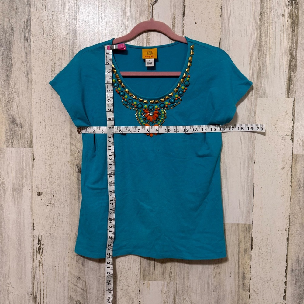 Ruby Rd. Turquoise Embellished Tee - Picture 4 of 7
